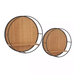 Kirklands Home Brown Bamboo Modern Wall Shelves, Set of 2 Discount