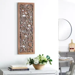 Kirklands Home Botanical Wood Panel Wall Plaque Brown Best