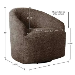 Kirklands Home Boucle Barrel Swivel Accent Chair Brown Sale