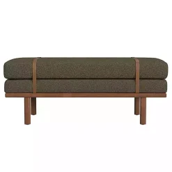 Kirklands Home Boucle Faux Leather Bench Brown Online