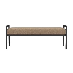 Kirklands Home Boucle Upholstered Metal Frame Bench Brown New