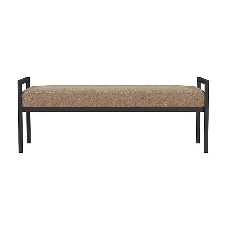 Kirklands Home Boucle Upholstered Metal Frame Bench Brown New
