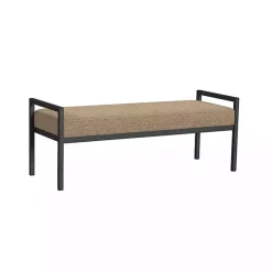 Kirklands Home Boucle Upholstered Metal Frame Bench Brown New