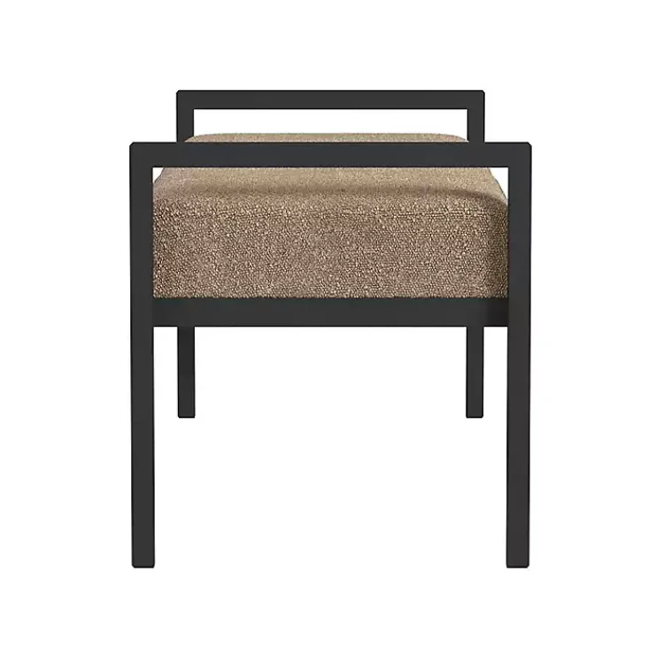 Kirklands Home Boucle Upholstered Metal Frame Bench Brown New
