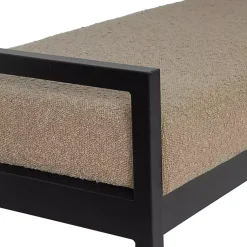Kirklands Home Boucle Upholstered Metal Frame Bench Brown New