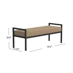 Kirklands Home Boucle Upholstered Metal Frame Bench Brown New