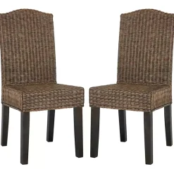 Kirklands Home Camelback Wicker Dining Chairs, Set of 2 Brown New