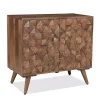 Kirklands Home Brown Carved Wood Woven 2-Door Cabinet Hot