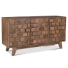 Kirklands Home Brown Carved Wood Woven 3-Door Sideboard New