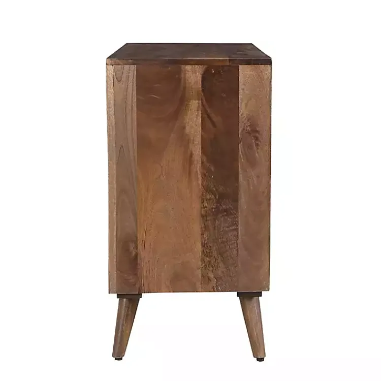 Kirklands Home Brown Carved Wood Woven 3-Door Sideboard New