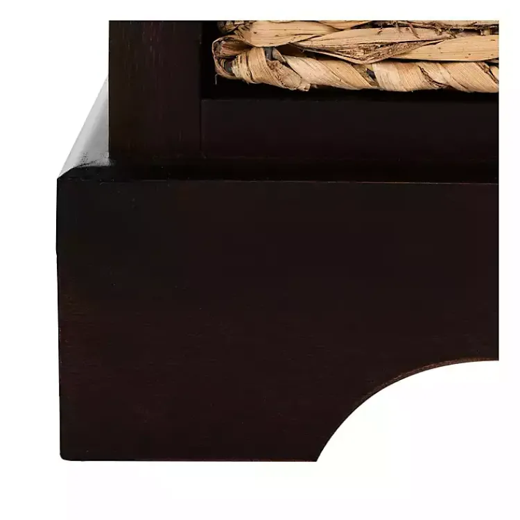 Kirklands Home Cora Accent Table with Woven Storage Baskets Brown Best