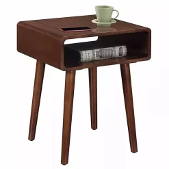 Kirklands Home Curved Edge Open Shelf Accent Table Brown Discount
