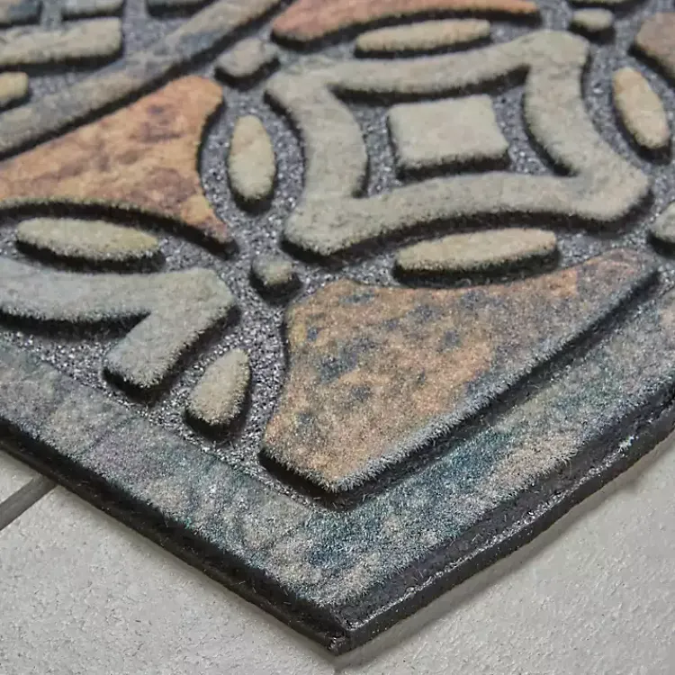 Kirklands Home Deco Tile Slice Doormat Brown New