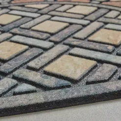Kirklands Home Deco Tile Slice Doormat Brown New