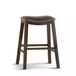 Kirklands Home Ella Saddle Bar Stool with Nailhead Trim Brown Online