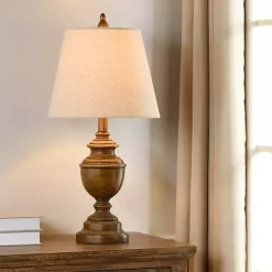 Kirklands Home Brown Farmhouse Accent Table Lamp Tan New