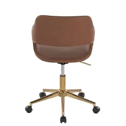 Kirklands Home Faux Leather & Gold Marshall Office Chair Brown Sale