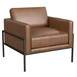 Kirklands Home Faux Leather Black Metal Accent Chair Brown Online