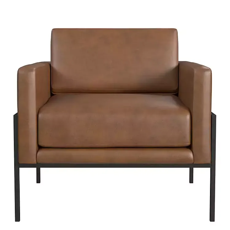 Kirklands Home Faux Leather Black Metal Accent Chair Brown Online