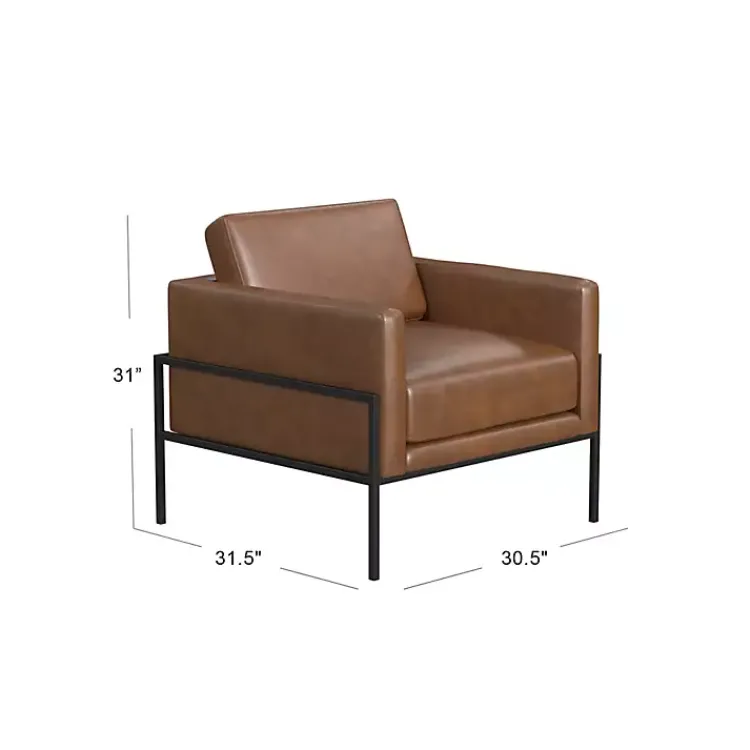 Kirklands Home Faux Leather Black Metal Accent Chair Brown Online