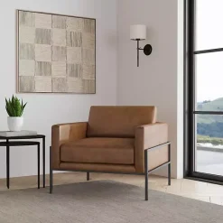 Kirklands Home Faux Leather Black Metal Accent Chair Brown Online