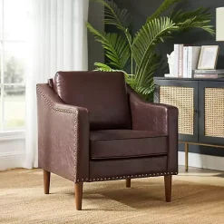 Kirklands Home Faux Leather Bonita Accent Chair Brown Clearance