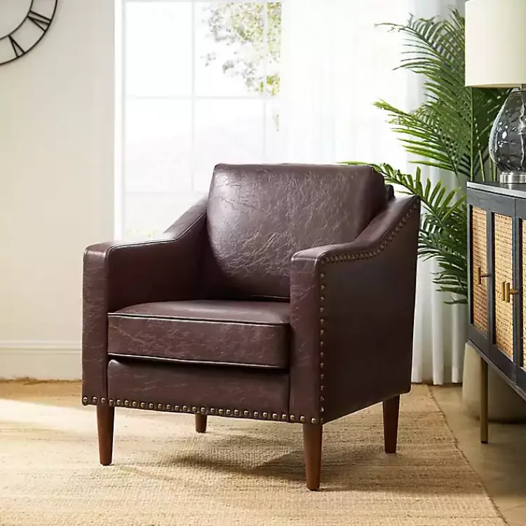 Kirklands Home Faux Leather Bonita Accent Chair Brown Clearance
