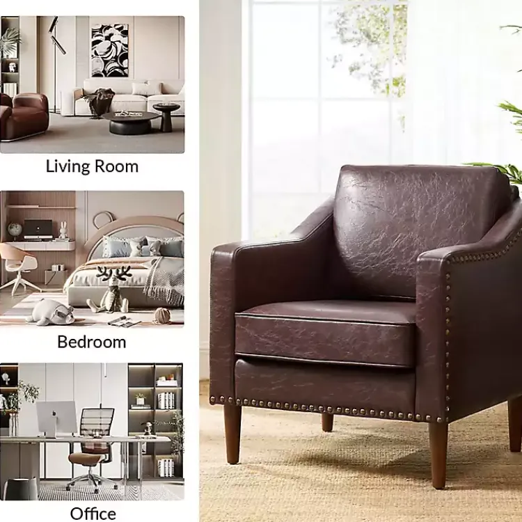 Kirklands Home Faux Leather Bonita Accent Chair Brown Clearance