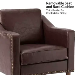Kirklands Home Faux Leather Bonita Accent Chair Brown Clearance