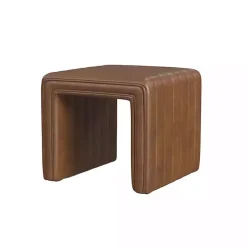 Kirklands Home Faux Leather Channeled Upholstered Ottoman Brown Discount