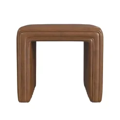 Kirklands Home Faux Leather Channeled Upholstered Ottoman Brown Discount