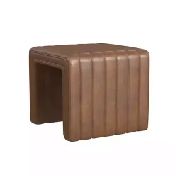Kirklands Home Faux Leather Channeled Upholstered Ottoman Brown Discount
