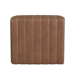 Kirklands Home Faux Leather Channeled Upholstered Ottoman Brown Discount