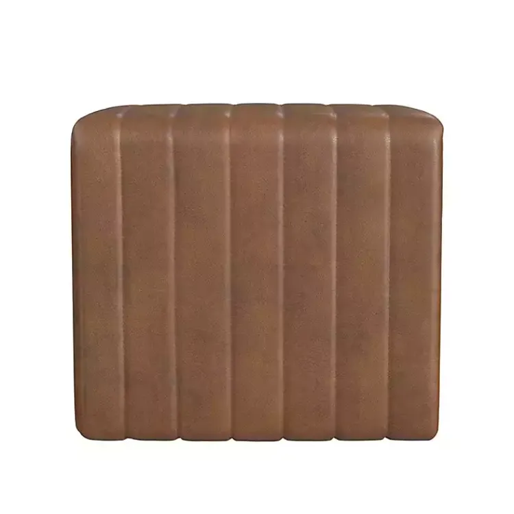 Kirklands Home Faux Leather Channeled Upholstered Ottoman Brown Discount