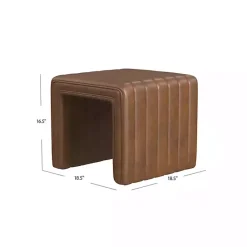 Kirklands Home Faux Leather Channeled Upholstered Ottoman Brown Discount