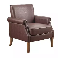 Kirklands Home Faux Leather Classic Accent Chair Brown Clearance