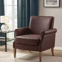 Kirklands Home Faux Leather Classic Accent Chair Brown Clearance
