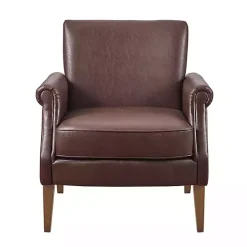 Kirklands Home Faux Leather Classic Accent Chair Brown Clearance