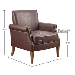 Kirklands Home Faux Leather Classic Accent Chair Brown Clearance