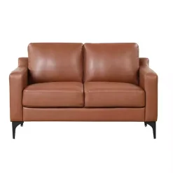 Kirklands Home Faux Leather Fletcher Loveseat Brown