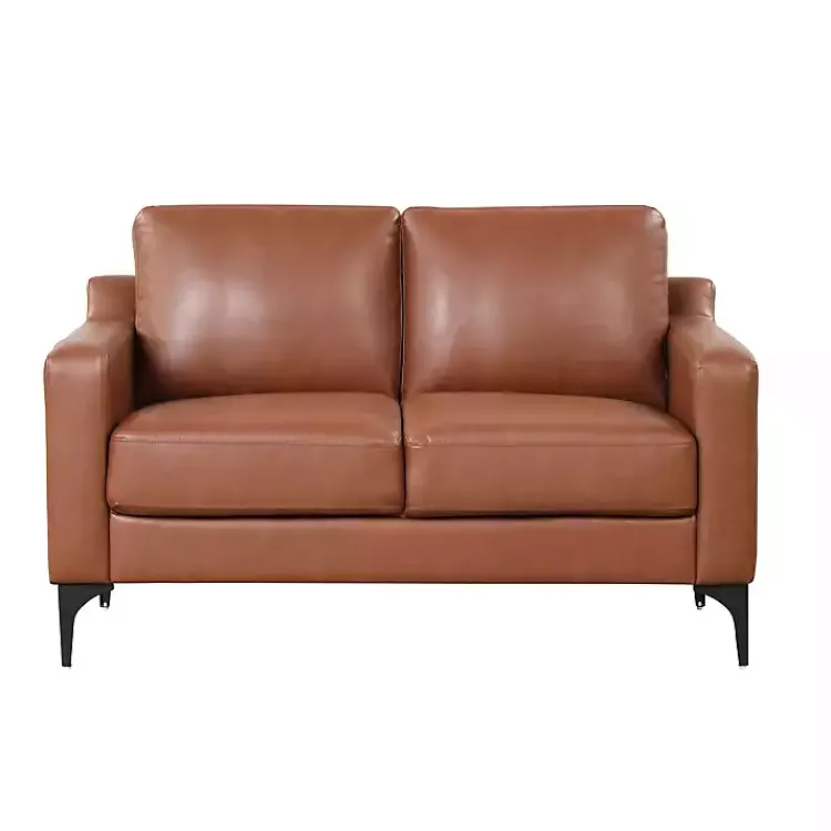 Kirklands Home Faux Leather Fletcher Loveseat Brown