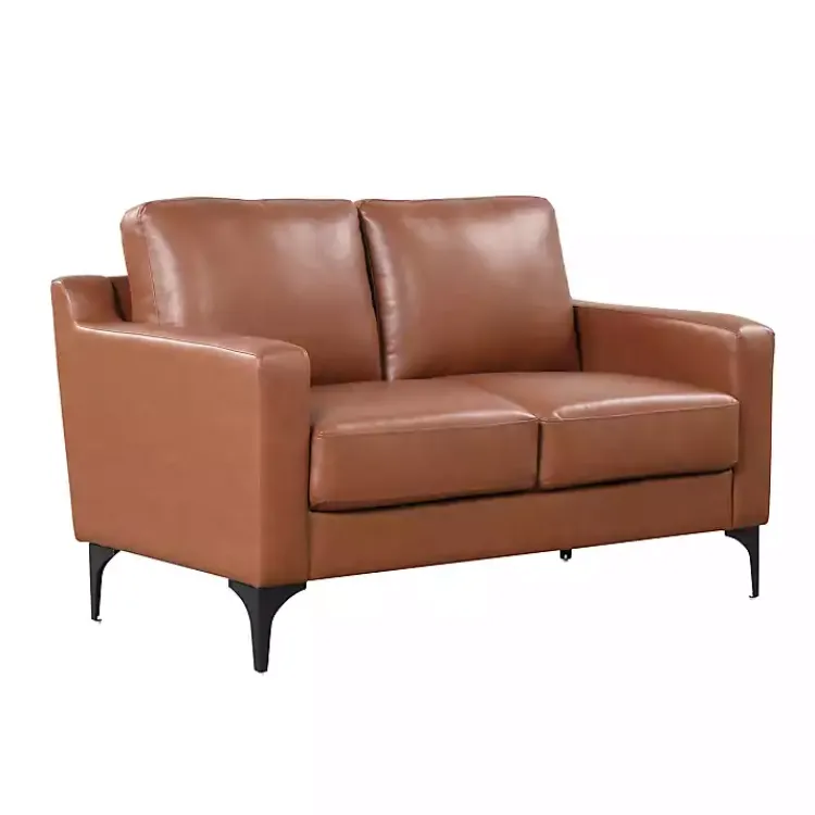 Kirklands Home Faux Leather Fletcher Loveseat Brown