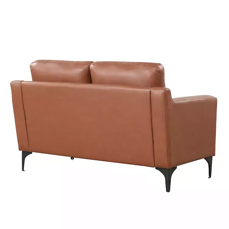 Kirklands Home Faux Leather Fletcher Loveseat Brown