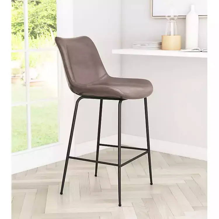 Kirklands Home Faux Leather Highback Counter Stool Brown Discount