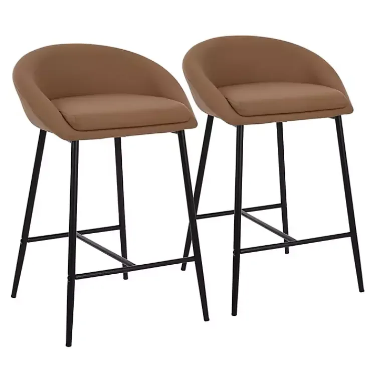 Kirklands Home Faux Leather Low Counter Stools, Set of 2 Brown Sale