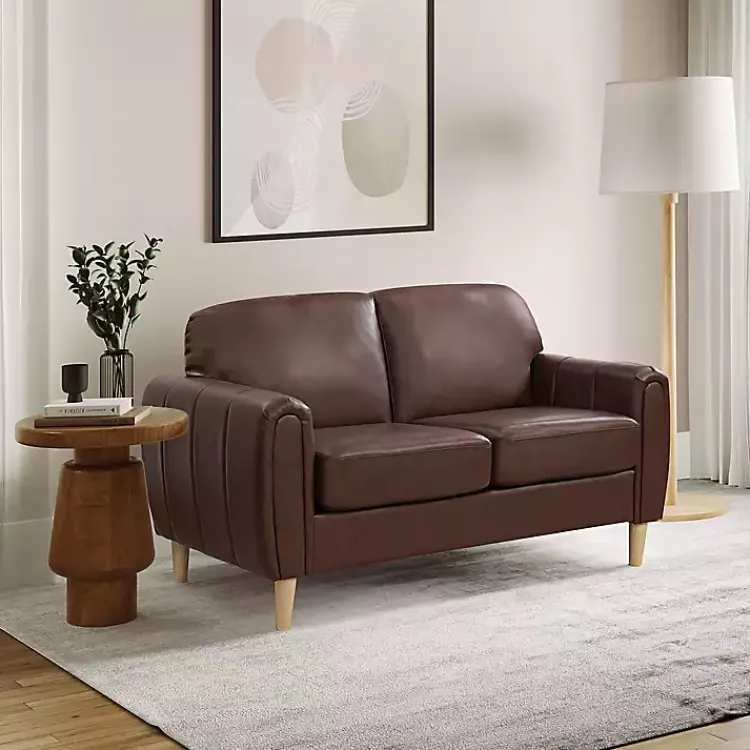 Kirklands Home Faux Leather Lyon Loveseat Brown Online