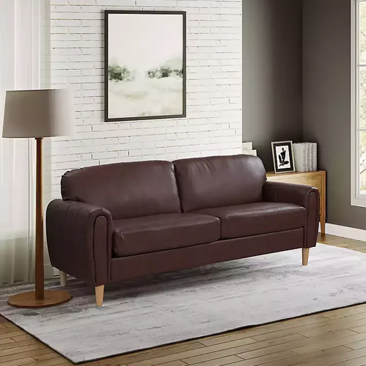 Kirklands Home Faux Leather Lyon Sofa Brown Online