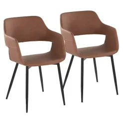 Kirklands Home Faux Leather Marge Dining Chairs, Set of 2 Brown Best