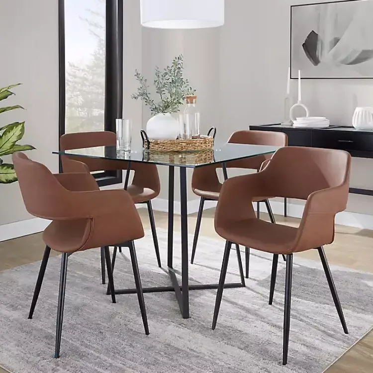 Kirklands Home Faux Leather Marge Dining Chairs, Set of 2 Brown Best