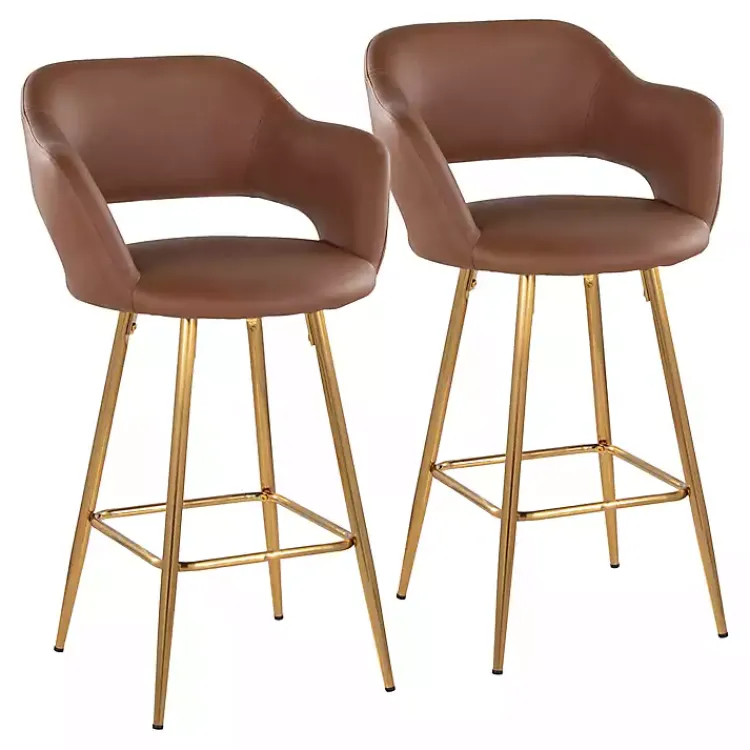 Kirklands Home Faux Leather Marge Counter Stools, Set of 2 Brown Hot